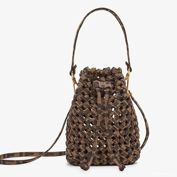 Affordable Mini Tresor Fabric Interlace Bag Fendi Coffee Mon Bucket In 0730
